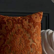 1pc 17.72 X 17.72 Inch Pillowcase Light Luxury Sofa Cushion Cut Velvet Fabric Pillowcase No Pillow Core Living Room Nordic Modern Minimalist Model Room Villa B & B Bedside Pillow - 橘色 - 查看 6