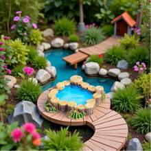 1pc Miniature Wood Carvings, Garden Decorations, Pond And Pool Accessories, Fairytale Garden Decorations For Outdoor And Indoor Display.