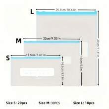 60 piezas - 3 tamaños diferentes de bolsas de almacenamiento de alimentos con cierre, bolsas de almacenamiento para clasificación de alimentos, bolsas de conservación y sellado de alimentos, adecuadas para frutas, granos, verduras y carnes, para almacenamiento y conservación en la cocina, accesorios de cocina