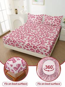 1pc Leopard Print Fitted Sheet, Wildlife Pattern Mattress Cover, Soft & Comfortable, Anti-Slip Deep Pocket Design, Suitable For Twin/Full/Queen/King Size Beds, All Seasons, Machine Washable, Dust-Proof & Anti-Slip Design, Pillowcases Not Included, Essential Fashion Bedroom Decor - Multicolor - View 6