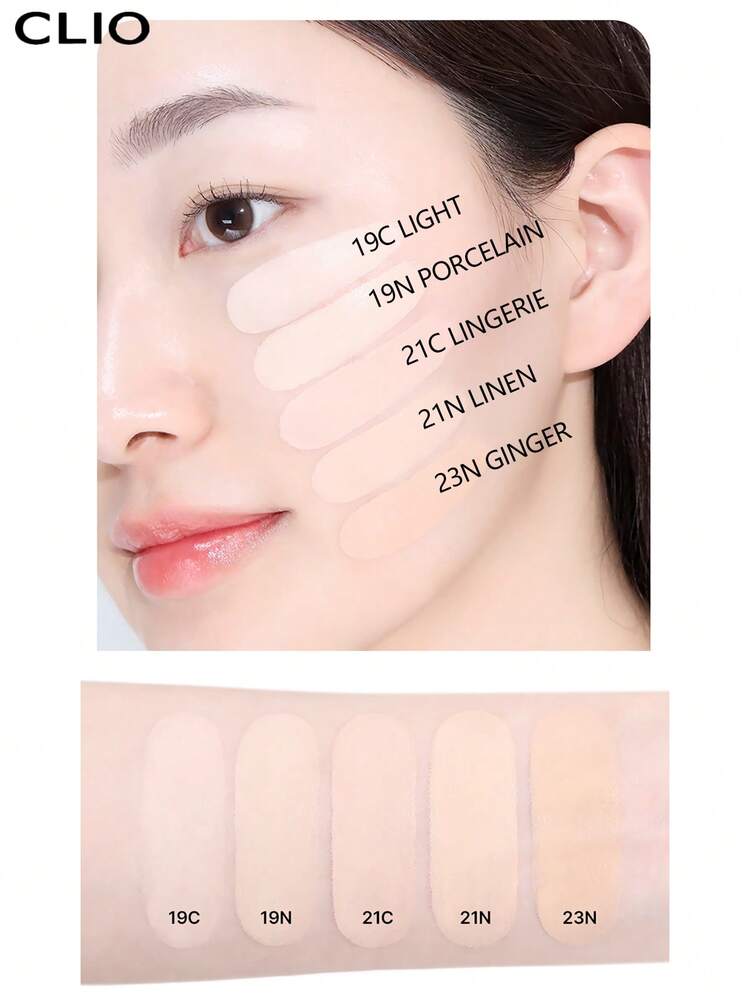Clio K-Beauty KILL COVER MESH BLUR Cushion Foundation Set, 15g*2 [Refill Included], SPF40+ PA++++, Cooling & Refreshing, Blurring Matte Finish, Oil Control, Pore Coverage, Flawless Skin, Lightweight & Smooth Texture, No Powdery Feel, Long-Lasting Radiance, Suitable For Sensitive Skin, Breathable, Can Be Layered With Concealer, Korean Makeup - #19N PORCELAIN - View 9