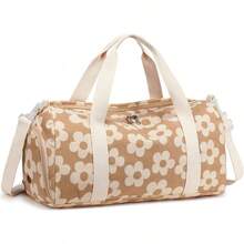 BLUBOON Bolsa de lona para niñas y niños, bonita bolsa de gimnasio con compartimento para zapatos y separación para objetos húmedos, impermeable, para deportes durante la noche - Beige Floral Grande 157 - Ver 8