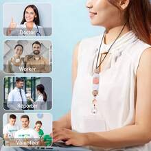 9 In 3 Set Retractable Lanyard For ID Badges, Teacher Lanyard With Badge Holders Beaded Cute Lanyards For ID Badges And Keys Teacher Appreciation Gifts Office Gift For Coworkers-885194