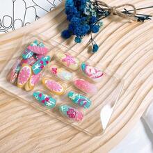 24Pcs Summer Pr On Nails Medium Square Fake Nails With Pearl Rhinestones Designs Gold Starfish Seashell Glue On Nails 3D Flower Acrylic Nails Beach False Nails French Tip Stick On Nails For Women - Móng tay đại dương-13 - Xem 6