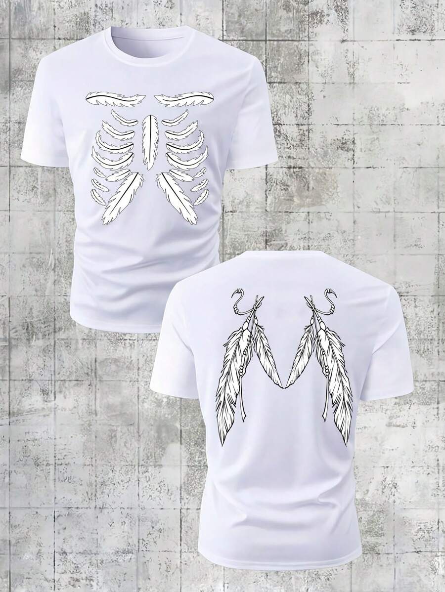 180g Premium Pure Cotton T-Shirt - Feather Ribcage Design - Breathable & Soft - Perfect For Everyday Wear