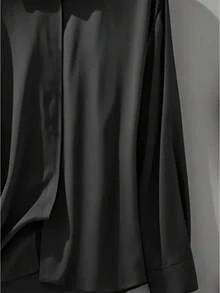 Blusa de satén de manga larga con botones elegante y sólida para mujer, para oficina, vacaciones, diario, viajes, té, primavera/otoño