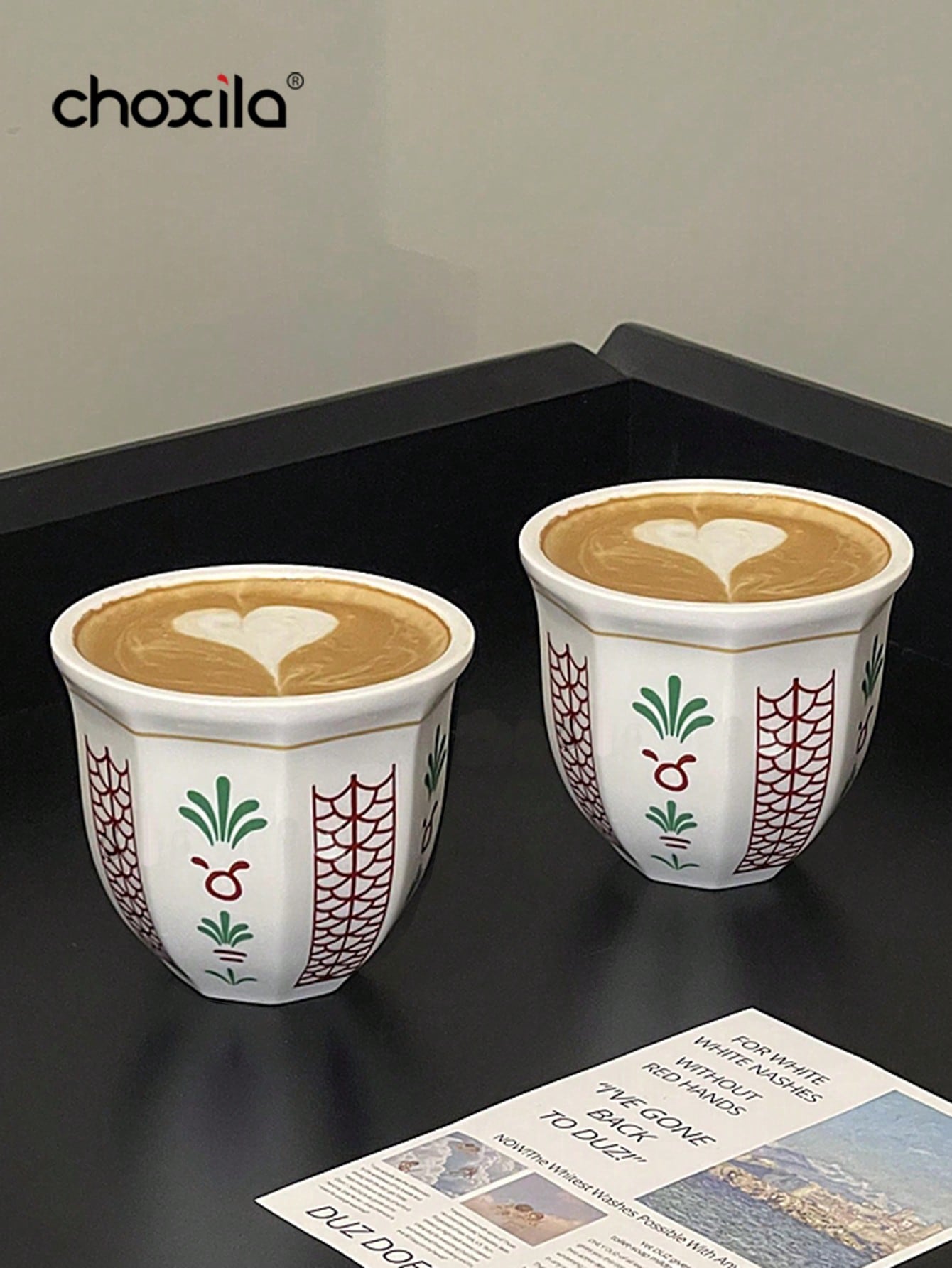 choxila كوب قهوة سيراميك ثماني الأضلاع، بتصميم أسل...