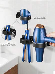 Hair Dryer Stand, Wall-Mounted Non-Drilling Bathroom Hair Dryer Storage Rack, Straightener Electric Clamp Iron Storage Rack, Hair Curler Storage Rack For Barber Shops In Bathrooms, Hair Dryer Ironing Board Stand, Bathroom Accessories, Room Decor