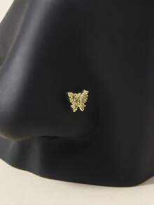 1 chiếc khuyên mũi hình bướm chữ L mạ vàng 14K, nặng 20g, kiểu dáng dễ thương dành cho nữ. - Đinh vít mũi chữ L - Xem 1