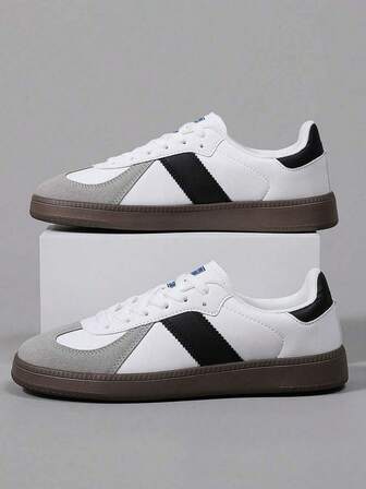 男士白色 PU 皮革运动鞋 - 舒适科技 - 简约低帮设计，适合商务休闲和都市探险