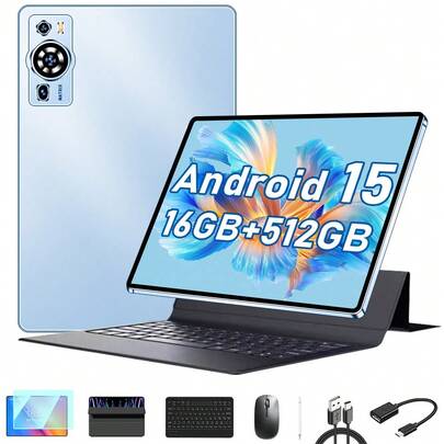  UXD A5 Android 15 Tablet 10,1" IPS, 16GB+512GB (erweiterbar auf 1TB), 4G LTE/WLAN, Octa-Core, 6000mAh, mit Tastatur, Maus, Stift, Hülle & mehr