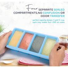 Silicone Freezer Trays With Lid,1-Cup Soup Freezer Container Large Ice Cube Molds With Reinforced Steel Ring Top For Freezing Soup Sauce Broth Leftovers Oven Dishwasher -Safe(2-Pack)-819583 - Màu vàng - Xem 4