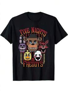 Young Boy's/Girl's " Cotton Graphic Tees, Game T-Shirts For Boy, Black Summer T-Shirts With Cartoon Characters, Gift For  Fans, Round Neck Short Sleeve T-Shirt, Fun, Vintage T-Shirts For Boys" Boy Clothes For Kids - 黑色 - 查看 3