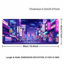 1 Stück Japanische Straßen Schreibtischunterlage - Lebendiges lila Retro Anime Gaming Mauspad, große Gummi Tastatur Maus Schreibtischunterlage, perfekt für Büro, Zuhause und Gaming Setups, Gaming Schreibtisch Zubehör, lebendige Schreibtischunterlagen