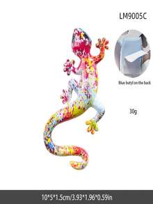 1pc Creative Handmade Gecko Decor Accessory Wall Hanging, Resin Ornament Reptile Water Transfer Gecko Wall Decor (Please Read The Tips Before Purchasing), Miniature Landscape Ornament, Tiny Fairy Christmas Craft - Multicolor - View 9