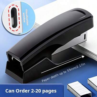 Minimalist Stapler For Students, Medium Size Stapler Can Bind Up To 20 Pages, Labor-Saving Office Stationery Supplies Stapler