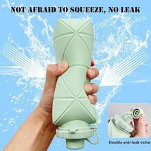 (2 Pack) Collapsible Bottle Travel [Double Leak-Proof Design] [Cap With Safety Rope] BPA Silicone Foldable Bottle Outdoor Hiking Sports Lightweight, Couple (Gray+Green)