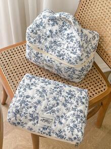 1 件/套 韩式黑色碎花系带装饰可爱化妆包化妆包套装大号便携式收纳袋化妆包护肤包多功能收纳化妆品、护肤品、护手霜、防晒霜、指甲油、珠宝、耳机、小物件婚礼伴娘礼物生日礼物送给姐妹、爱人和朋友的礼物情人节礼物化妆包化妆包化妆盒旅行必需品邮轮必需品通勤必需品