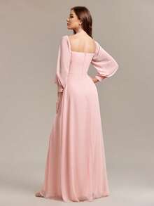 Women's Off Shoulder High Slit Thighs Chiffon A-Line Bridesmaid Dresses,Prom Gown, Wedding Guest Dress For Wedding, For Graduation, Dinner