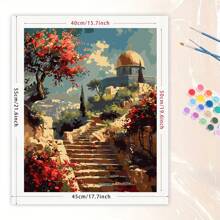 1 套山顶圆塔艺术 DIY 数字油画套件，适用于卧室装饰和艺术墙面装饰的艺术油画套装，简单有趣的绘画方法，无需绘画基础，实现您的画家梦想，沉浸在色彩缤纷的世界中，每一笔都是自我表达，为生活增添浪漫，送给家人和朋友的最佳礼物，40 * 50 厘米 - 紅色 - 查看 6