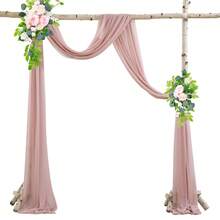 Outdoor Tulle Curtain Wedding Arch Hanging Fabric Gauze Curtain Photo Photography For Wedding Decoration (61 X 5.54 M), Pink - Pink - View 3
