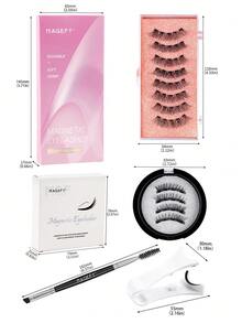 MAGEFY 3/2对卡通磁性假睫毛套装，自然妆效，可重复使用，包含专业睫毛夹和眉胶，无需胶水，易于佩戴和卸除，全天舒适，粉色包装 - 眼尾拉長款 - 查看 5