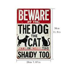 2D Flat, Integrated, 2D Flat, 8x 12inch Interesting Dog Warning Metal Sign - Beware Of Dogs And Sneaky Cats Sign, Suitable For Yard Fence Outdoor Decoration Gift Christmas Decoration, Perfect For Room Decoration