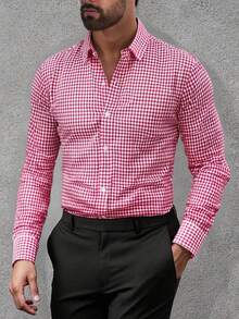 1 pieza Camisa a cuadros nueva de 2025 para hombres, camisa a cuadros holgada y versátil de estilo coreano, adecuada para el tránsito y el uso casual en primavera/otoño, otoño, manga larga