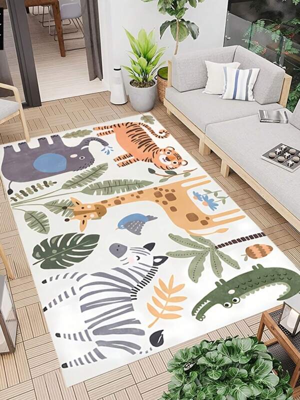 1 pieza Alfombra de Animales de Dibujos Animados del Zoológico, Alfombra de Juego Grande Lavable, Adecuada para Sala de Estar, Dormitorio y Decoración de Dormitorio, Regalo de Navidad, Alfombra de Sala de Estar, Alfombra, Alfombra de Área de Sala de Estar, Alfombra Pequeña, Alfombra, Decoración del Hogar, Alfombra Grande de Sala de Estar, Decoración del Hogar de Sala de Estar, Decoración de Habitación, Alfombra Lavable, Alfombra Mullida, Alfombra Peluda, Alfombra de Otoño/Invierno, Alfombra Gruesa/Mullida
