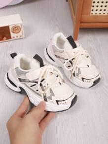 1双儿童防滑厚底运动鞋，透气网面女童网球鞋，舒适百搭儿童休闲鞋，便捷魔术贴设计 - 黑色 - 查看 7