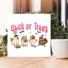 Plaque décorative et panneaux "Chick or Treat" Halloween, Halloween drôle, décoration de bureau mignonne, Trick or Treat, cadeau d'Halloween pour femmes, poussin fantôme mignon, décoration de bureau, décoration de maison, décoration de chambre, décoration murale de salle de bain, décoration murale de salon, décoration de chambre esthétique