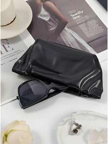 1 peça nova bolsa preta para óculos, bolsa preta macia antipressão para óculos de sol, bolsa macia em formato de nuvem preta, protege eficazmente os óculos, evita danos, leve e portátil