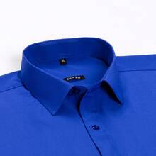 Men's Long Sleeve Dress Shirt, Good Quality, Slim Fit, Microelasticity - Royal Blue - View 2