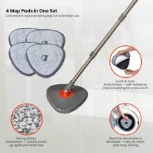 Dual Chamber Spin Mop And Bucket System Mop Bucket Separate Dirty Water Mop And Bucket Set With SelfWringing 360 Rotating Mop Head Includes 4 Washable Microfiber Mop Pads. Grey - 杏色 - 查看 7