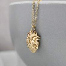 1 Piece Fashion Necklace For Women Gothic Anatomical Heart Pendant Necklace Retro Heart Hip Hop Necklace Punk Style Necklace Fine Jewelry Suitable For Daily Party Birthday Halloween Gift Etc - 復古解剖學心臟吊墜項鍊 - 查看 3