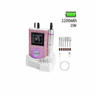 0-45000RPM 专业可充电美甲磨甲机，带高清显示屏，金属磨头，美甲修甲机