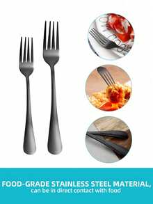 6pcs Black Stainless Steel Forks - Suited For Home And Western-Style Restaurants (Fruit Fork, Steak Fork)Christmas Gift,School Supplies - 1010 Fork Set - View 4