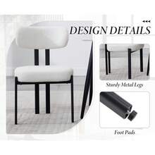 WAHSON OFFICE CHAIRS Set Of 2 Modern Dining Chairs Chenille Armless Kitchen Chairs With Metal Legs For Living Room - White - View 8