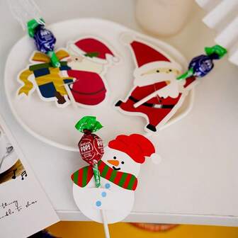 10 st. julgodisdekorationskort, jultomten tecknade klubbedekorationspapperskort, gör-det-själv klubbedekorationer av papperskort, perfekt för julfestgåvor, juldekorationer