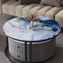 1 Roll Self-Adhesive Waterproof Wallpaper, Shiny Gold & Blue Marble Pattern, Oil-Resistant Kitchen Backsplash Sticker, Bathroom Decor, Suitable For Cabinets, Countertops And Walls, Easy To Cut And Apply, Home Decor Wallpaper - Multicolor - View 8