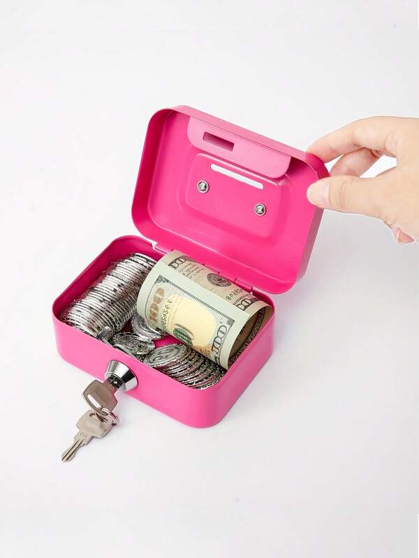 1 pièce Boîte à argent métallique verrouillable avec clés - Rangement sécurisé pour la maison/le bureau, boîte à pièces antivol de 4,5 * 3,8 * 2,3 pouces, boîte de dépôt portable pour les billets et les objets de valeur