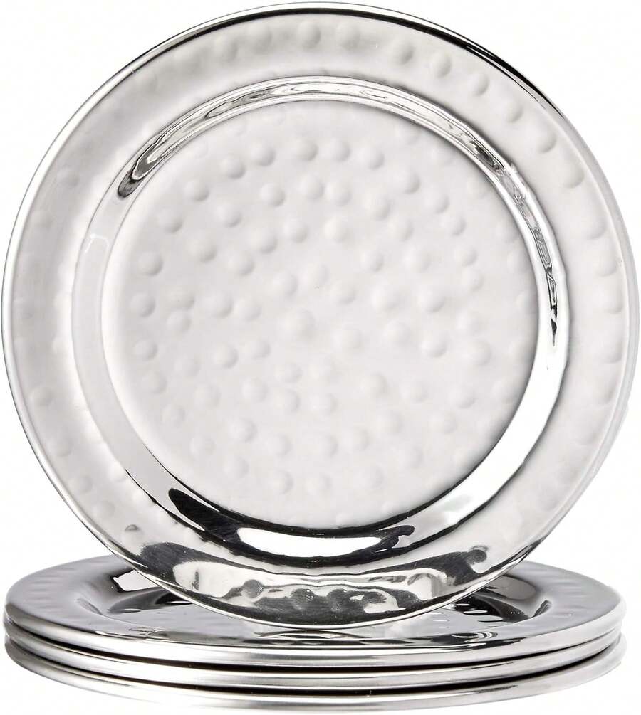 Elegance Posavasos martillados de Acero Inoxidable de 4 Pulgadas, Juego de 4 - 1 - Ver 1