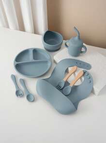 8PCS Personalized Customization Name Baby Silicone Custom Tableware Set Sucker Bowl Dishes Plate Bib Soft Spoon Fork Portable Baby Cup,Customized Kids Tableware,Easy Comfort,Kids,Gala Night,Modern,Colorful,Cute - Multicolor - View 21