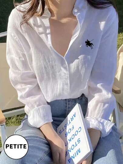 Casual Solid Color Long Sleeve Shirt, Autumn