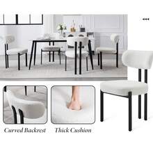 WAHSON OFFICE CHAIRS Set Of 2 Modern Dining Chairs Chenille Armless Kitchen Chairs With Metal Legs For Living Room - White - View 7