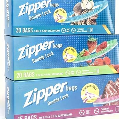 Reusable Plastic Sealed Bag For Food Storage - Suitable For Refrigerators, Versatile, Clip On Closure, Square Container Set (15/20/30 Pieces, Various Sizes) - Durable, Thick Double Lock Sealed Fresh-Keeping Bag - Used For Kitchen Organization And Food Preservation - Ideal Gift For Home Chefs And Families