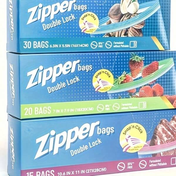 Reusable Plastic Sealed Bag For Food Storage - Suitable For Refrigerators, Versatile, Clip On Closure, Square Container Set (15/20/30 Pieces, Various Sizes) - Durable, Thick Double Lock Sealed Fresh-Keeping Bag - Used For Kitchen Organization And Food Preservation - Ideal Gift For Home Chefs And Families