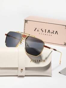 1 副男士金属框架平顶时尚眼镜，优雅高端百搭时尚眼镜，适合滑板、湖边散步、公园 - 彩色 - 查看 12