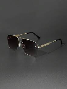 1 Kính thời trang nam gọng kim loại nửa gọng, kiểu dáng hình học, sành điệu và thanh lịch, thích hợp cho công việc, quán cà phê và các dịp giải trí khác - Nhiều màu - Xem 8