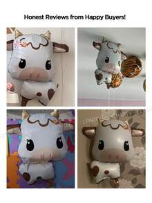 1pc Cow Shaped Aluminum Foil Balloon, 26 Inches (Approx. 68cm) Height, Cow Farm Birthday Party Balloon Decoration, Birthday Anniversary Celebration Balloon, Cow Print Balloon, Birthday Party Cowboy Theme Balloon, Farm Barn Decor, Baby Shower - Multicolor - View 7